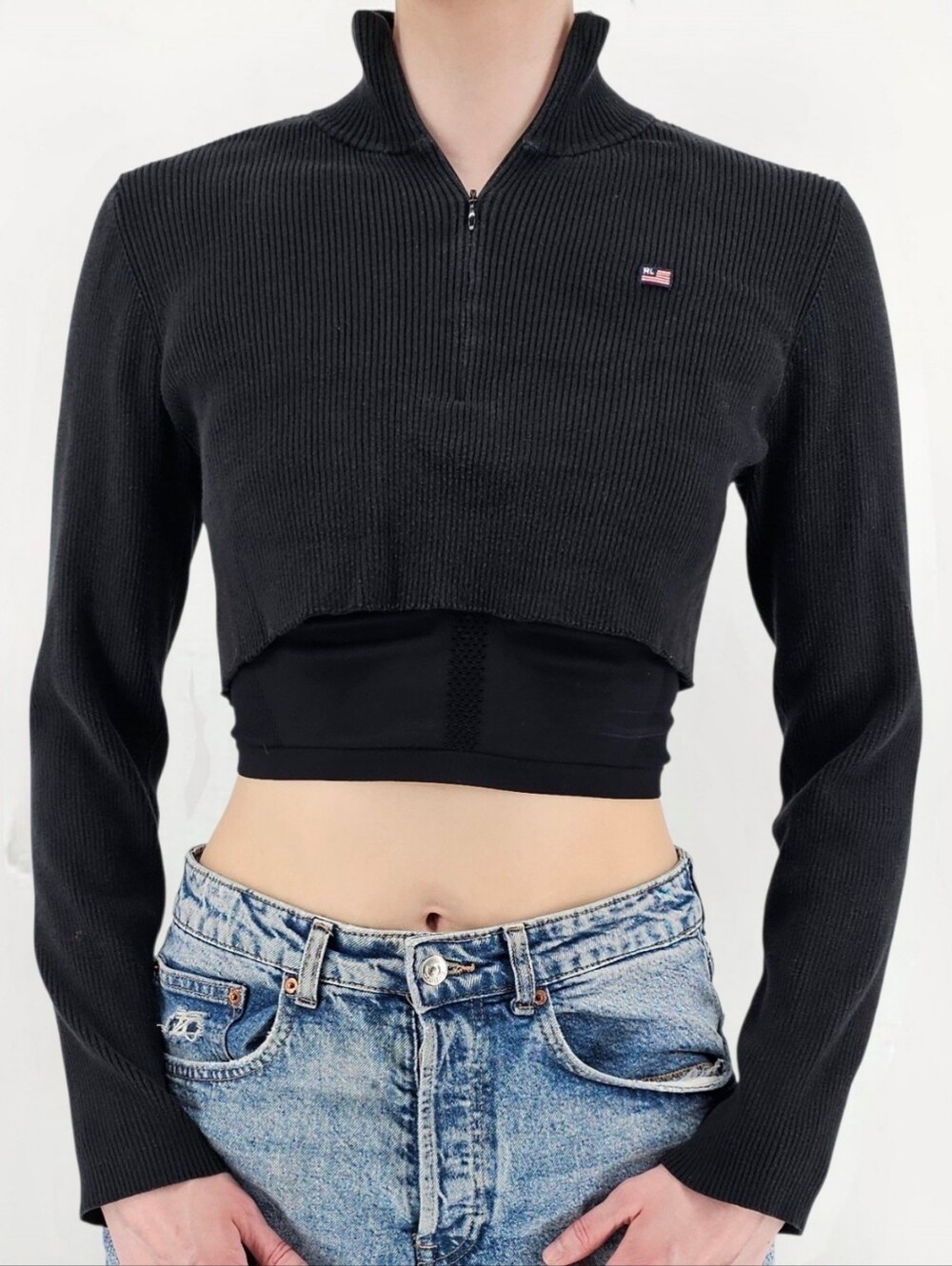 Vintage Ralph Lauren Cropped Quarter Zip Pullover Preppy Academia XL